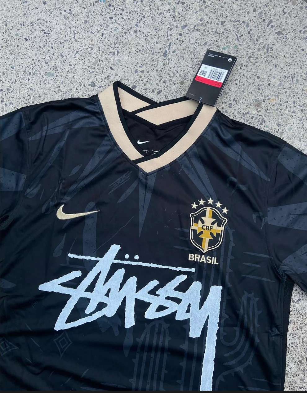Black Nike Brazil Streetwear Football Top World Cup Stussy Special Edition 2024 2025
