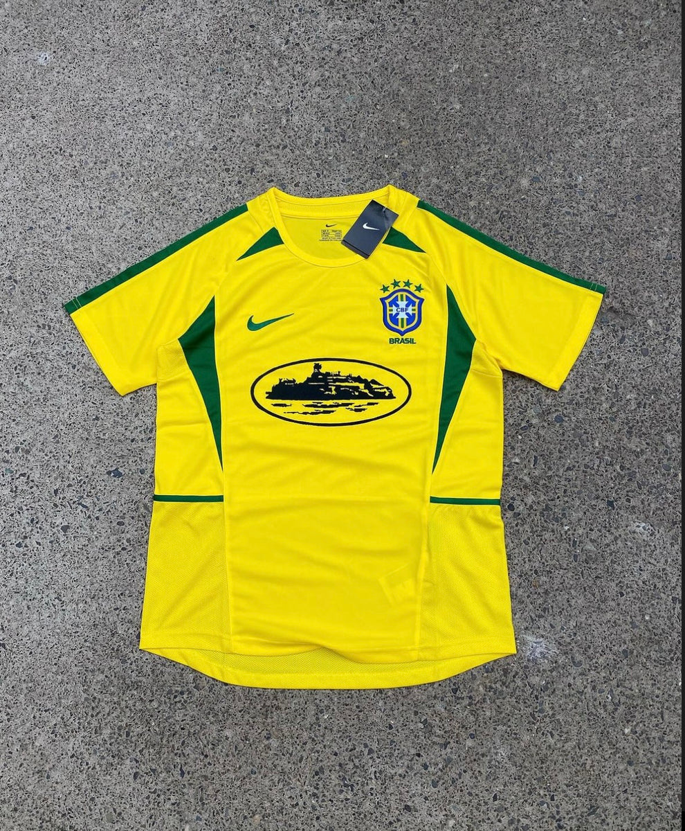 Yellow Green Nike Streetwear Football Top Corteiz Special Edition 2002 2003 T Shirt Kit World Cup Brazil Brasil Jersey Home 