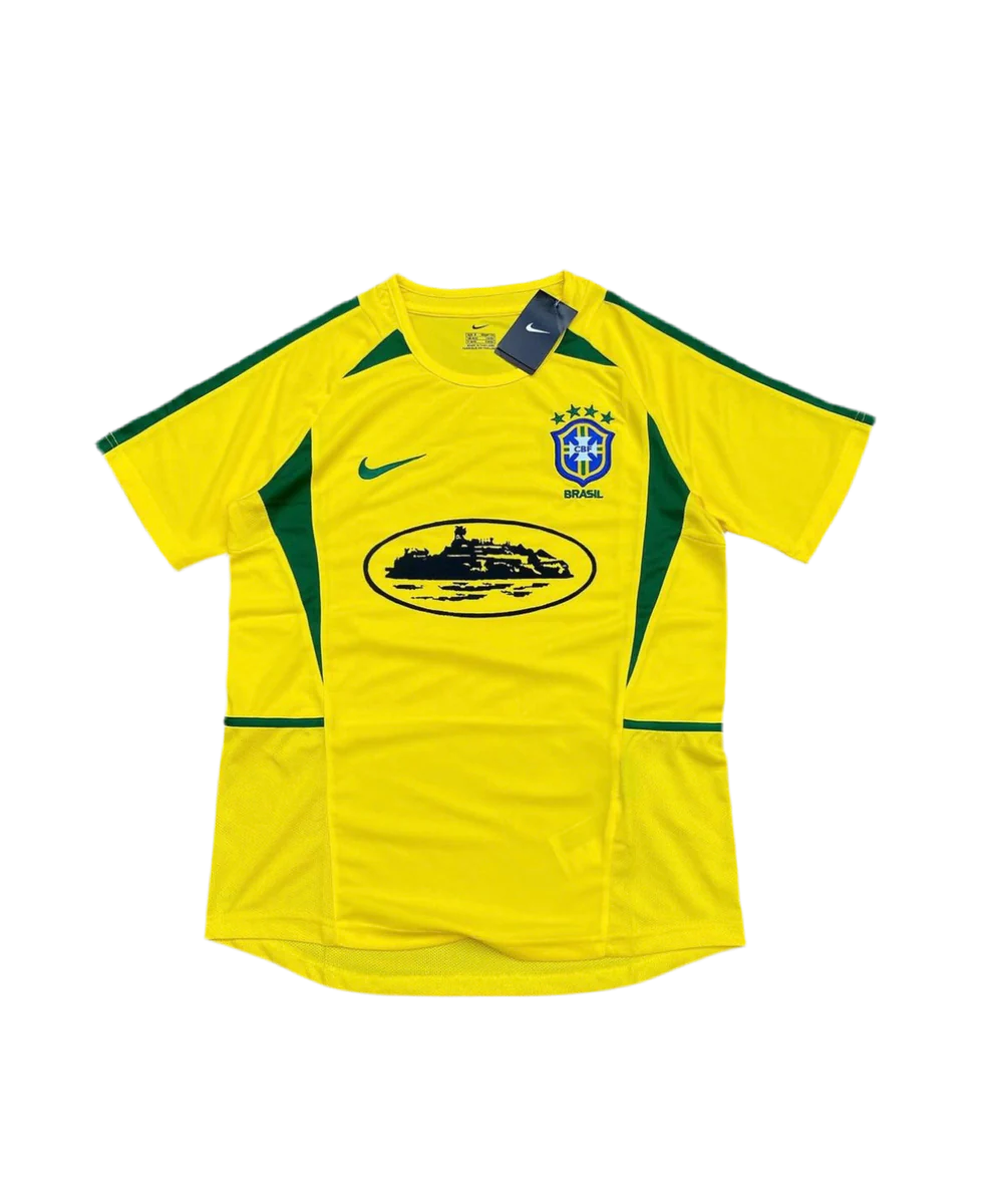 Yellow Green Nike Streetwear Football Top Corteiz Special Edition 2002 2003 T Shirt Kit World Cup Brazil Brasil Jersey Home 