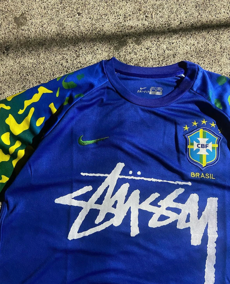 Blue Nike Streetwear Football Top Stussy Special Edition 2022 2023 T Shirt Top Kit World Cup