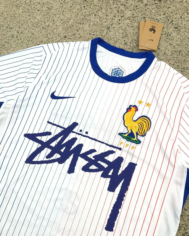 White Red Blue Nike Streetwear Football Top Stussy Special Edition 2024 2025 T Shirt Top Kit World Cup France Away Olympics