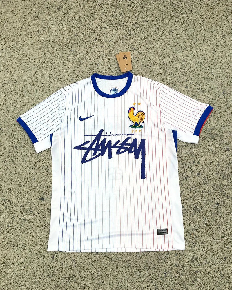 White Red Blue Nike Streetwear Football Top Stussy Special Edition 2024 2025 T Shirt Top Kit World Cup France Away Olympics