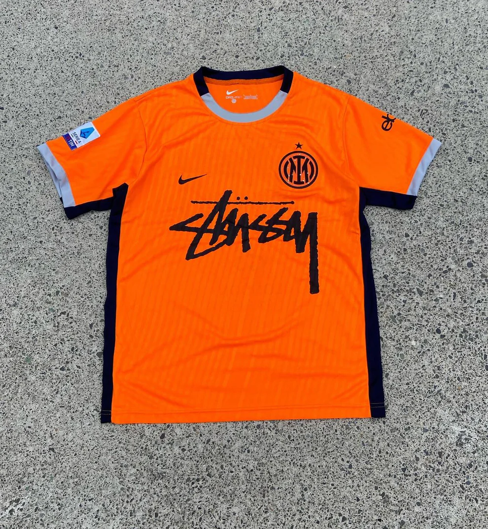 Orange Inter Milan Streetwear Football Top Stussy Special Edition 2023 2024 T Shirt Kit Italian  Jersey Third