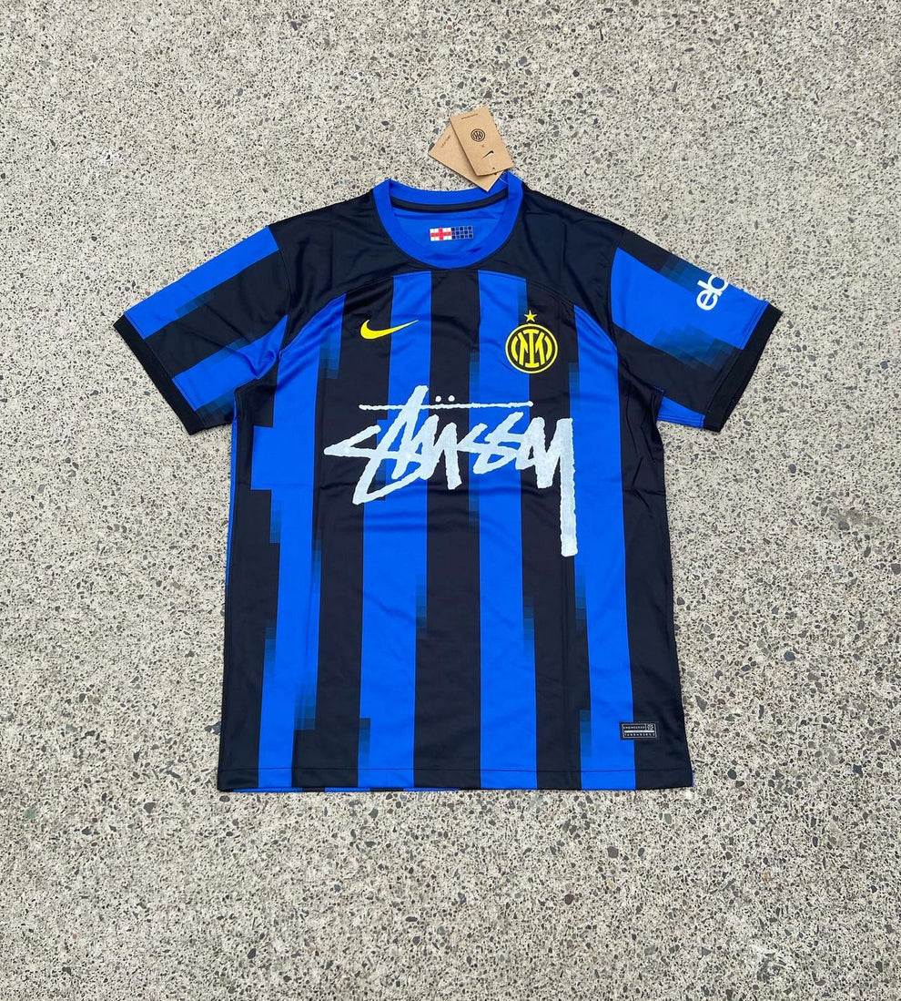 Blue Inter Milan Streetwear Football Top Stussy Special Edition 2023 2024 T Shirt Kit Italian  Jersey Home