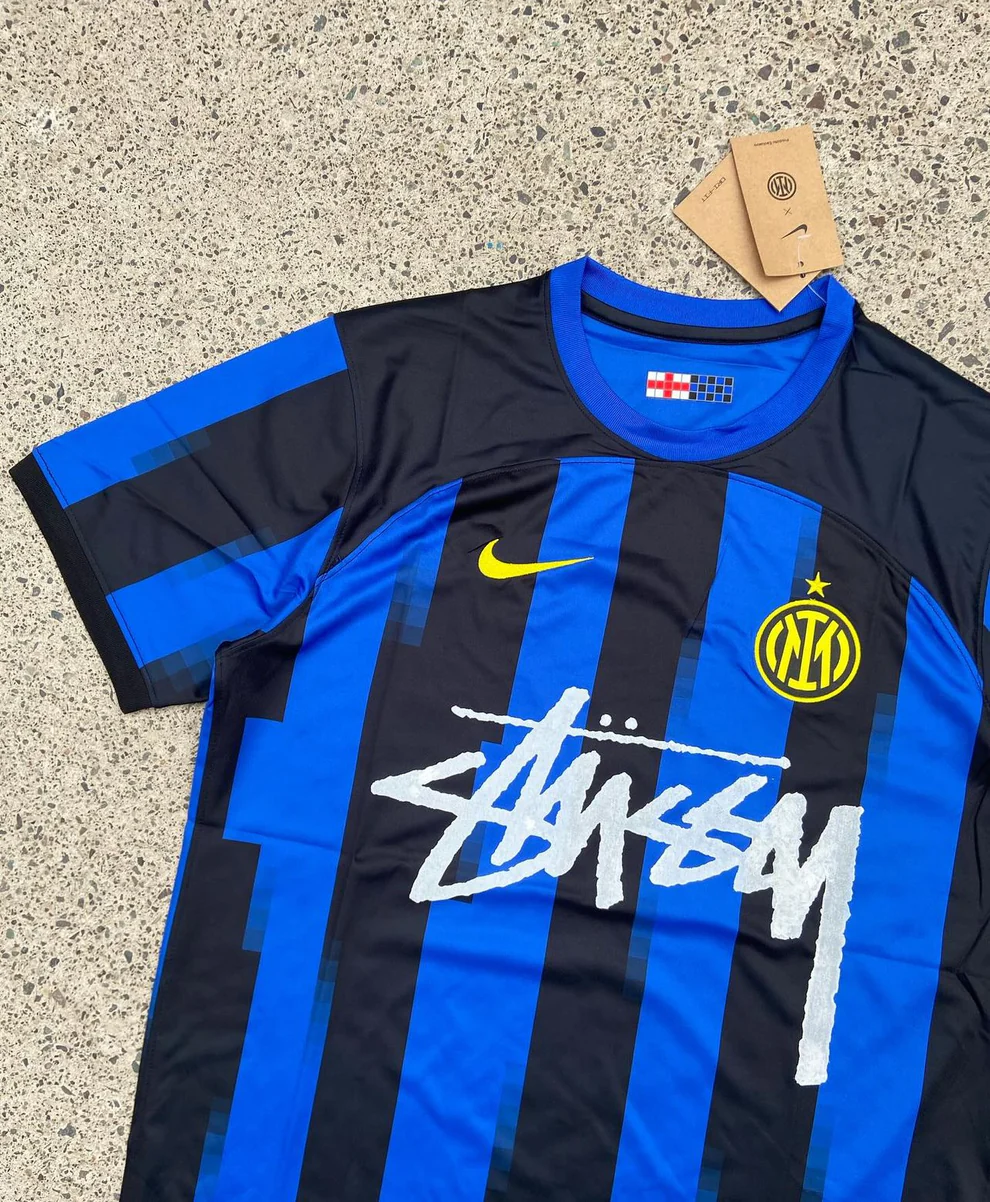 Blue Inter Milan Streetwear Football Top Stussy Special Edition 2023 2024 T Shirt Kit Italian  Jersey Home