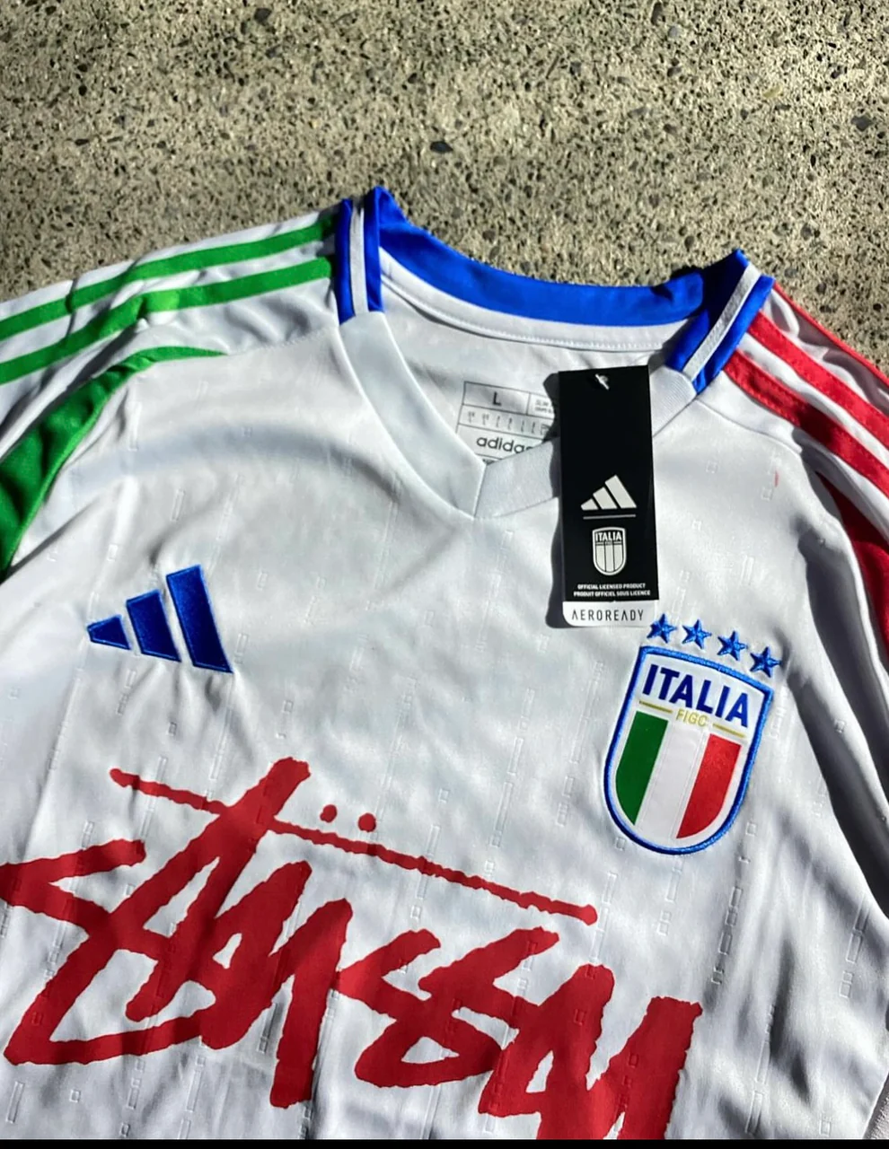  White Green Red Adidas Italy Streetwear Football Top Stussy Special Edition 2025 2024 T Shirt Kit Italian World cup  Jersey Away