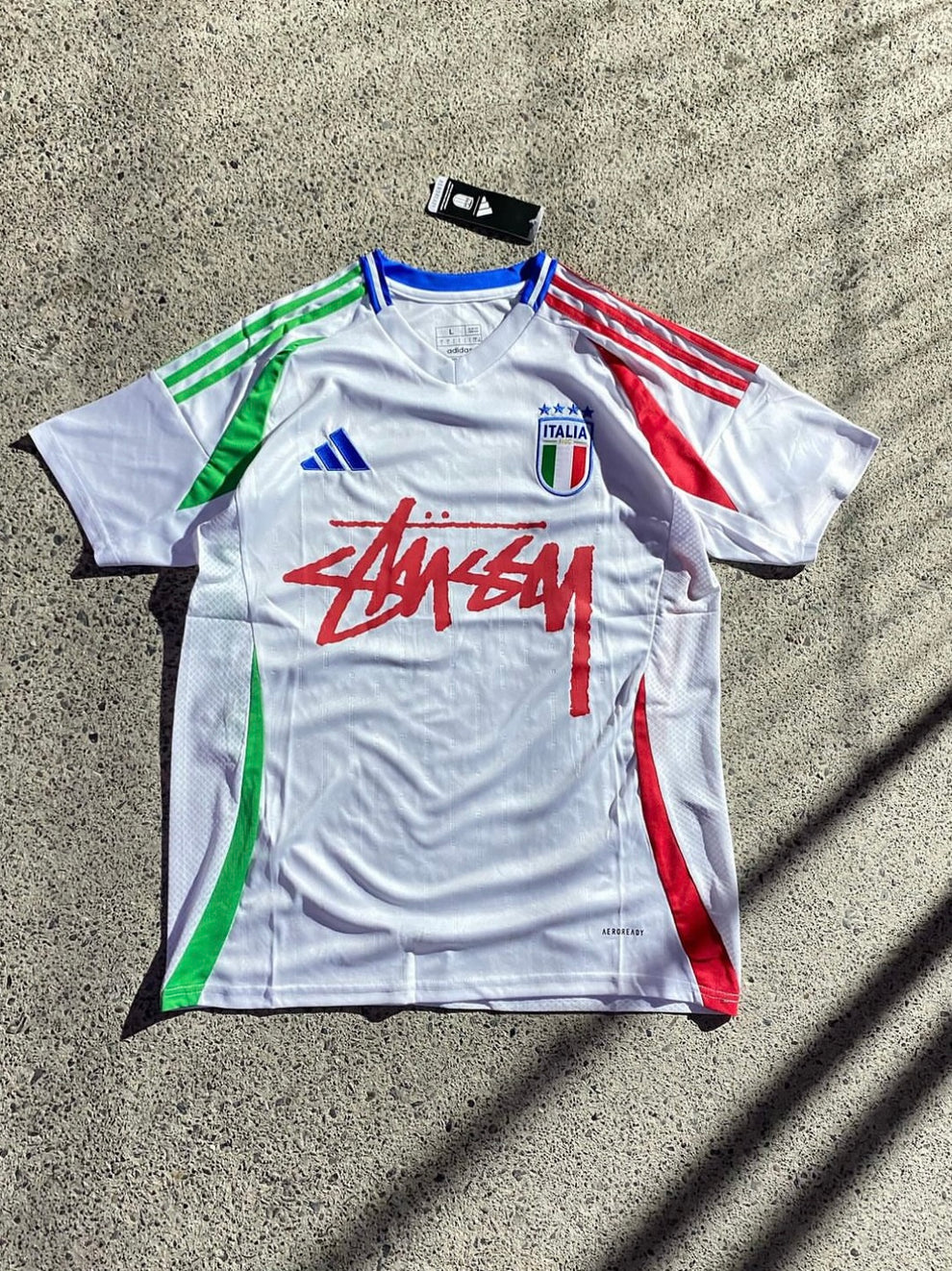  White Green Red Adidas Italy Streetwear Football Top Stussy Special Edition 2025 2024 T Shirt Kit Italian World cup  Jersey Away