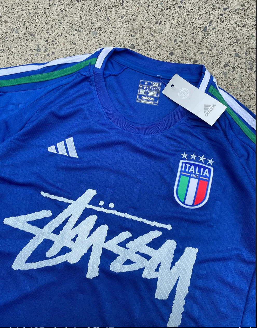 Blue White Adidas Italy Streetwear Football Top Stussy Special Edition 2025 2024 T Shirt Kit Italian World cup  Jersey Home
