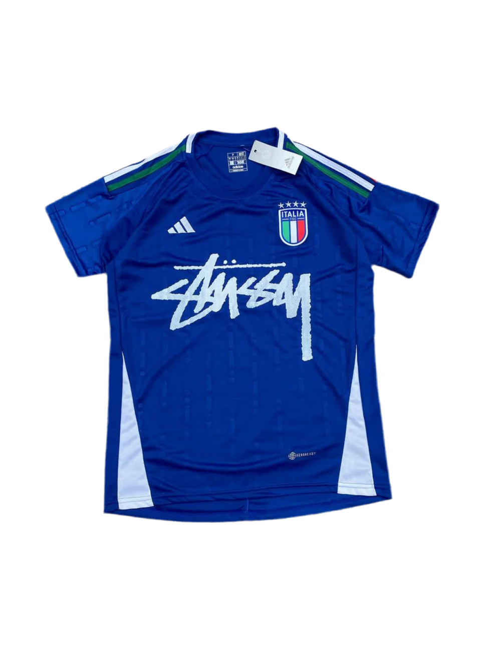 Blue White Adidas Italy Streetwear Football Top Stussy Special Edition 2025 2024 T Shirt Kit Italian World cup  Jersey Home