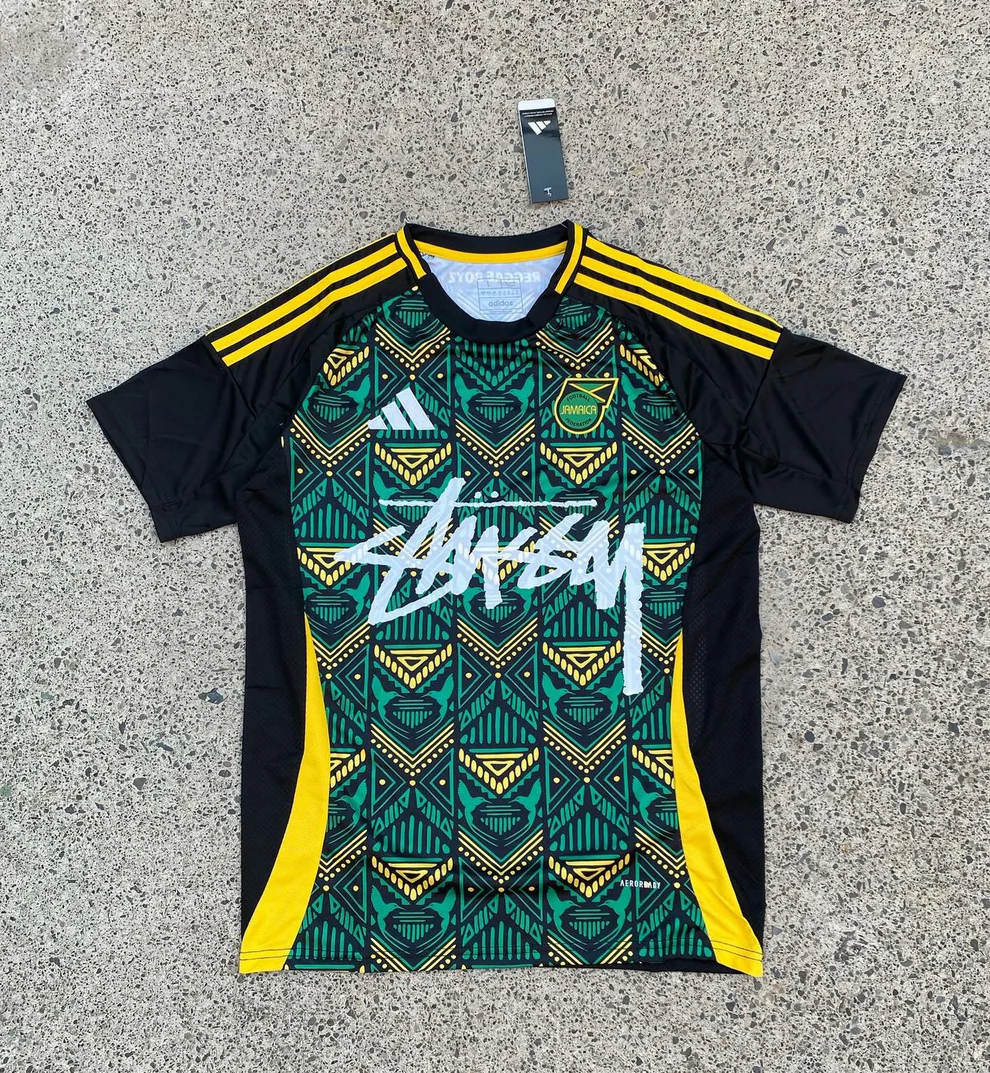 Yellow Black Green Adidas Jamaica Streetwear Football Top World Cup Stussy 2024 2025
