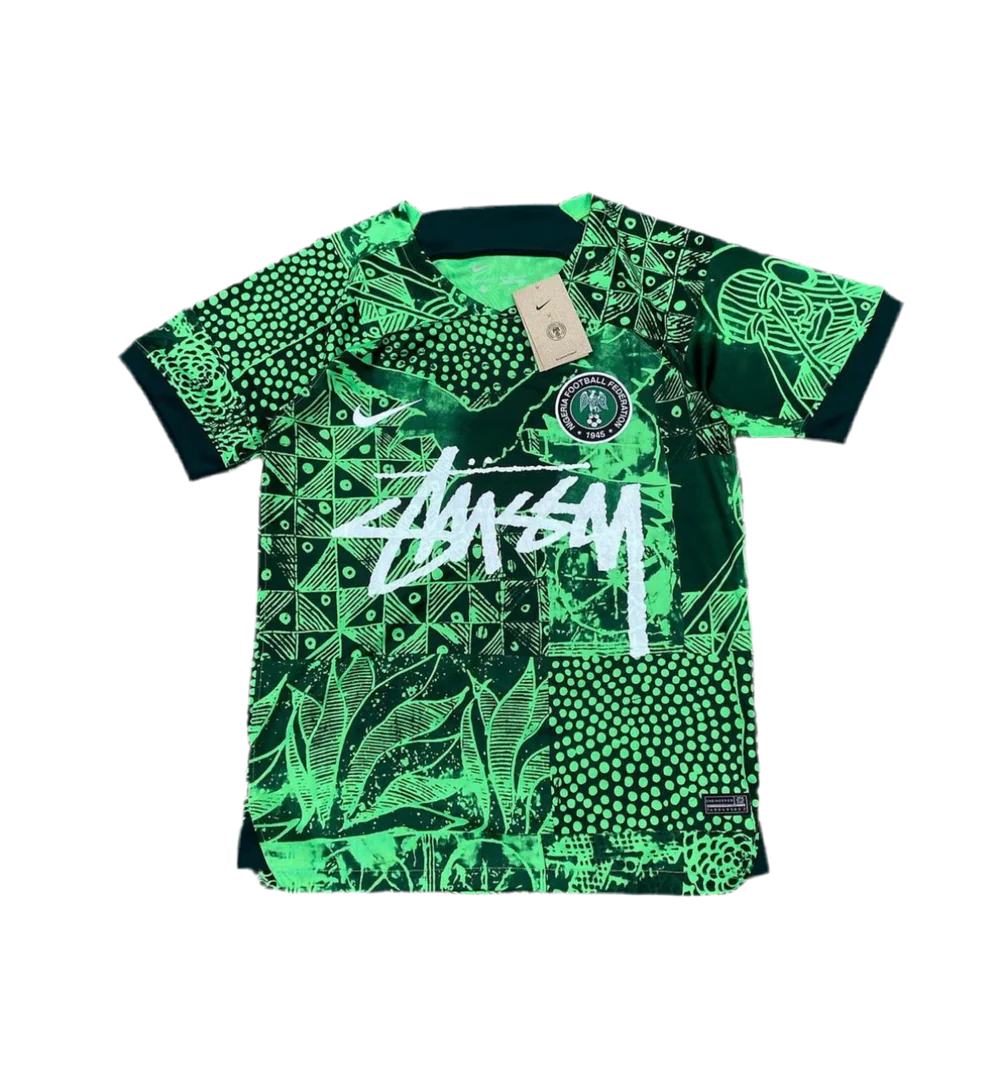 Green Nike Streetwear Football Top Stussy Special Edition 2022 2023 T Shirt Kit World Cup Nigeria Jersey Home 