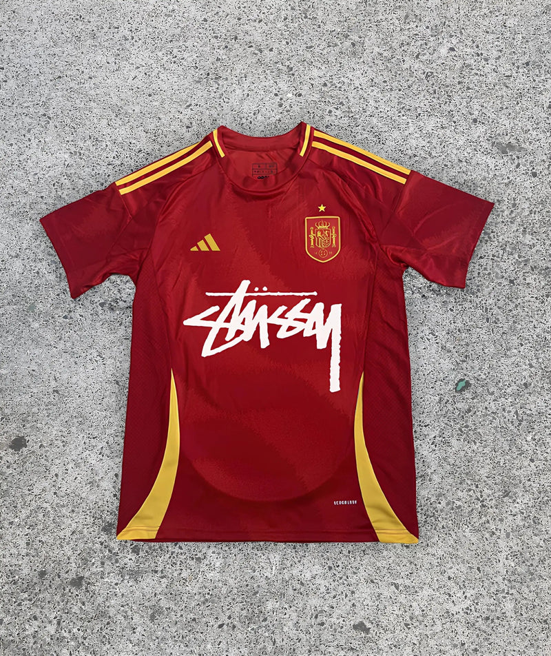 Red Yellow Adidas Streetwear Football Top Stussy Special Edition 2024 2025 T Shirt Top Kit World Cup Spain Home Olympics