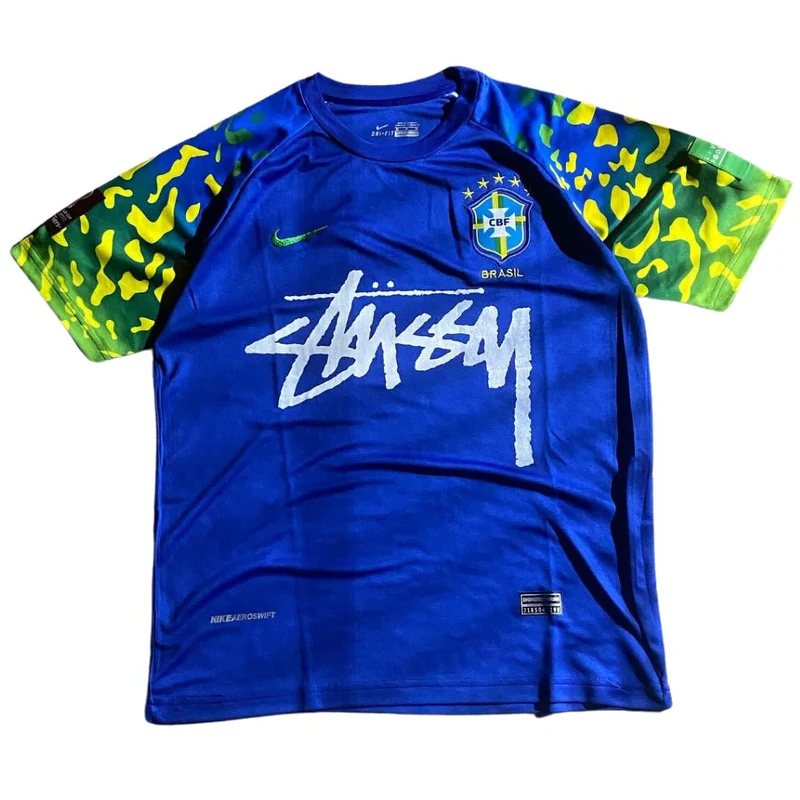 Blue Nike Streetwear Football Top Stussy Special Edition 2022 2023 T Shirt Top Kit World Cup