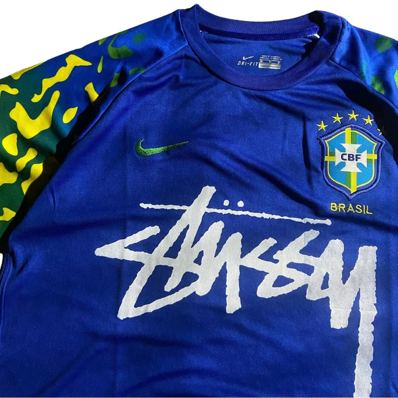 Blue Nike Streetwear Football Top Stussy Special Edition 2022 2023 T Shirt Top Kit World Cup