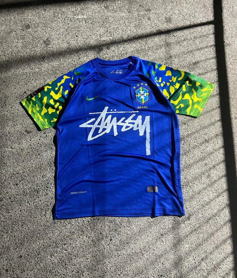 Blue Nike Streetwear Football Top Stussy Special Edition 2022 2023 T Shirt Top Kit World Cup